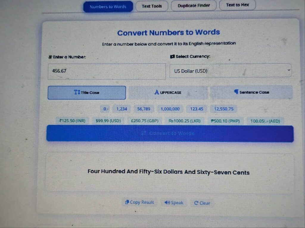 Convert Numbers To Words