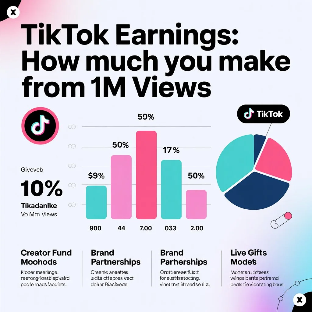 TikTok earnings infographic showing how much creators make from 1 million views